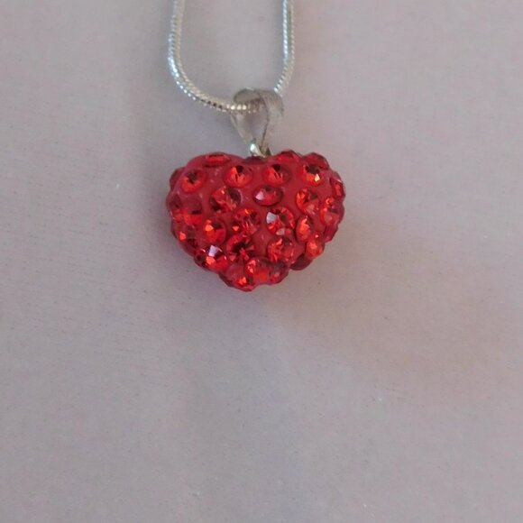 Ladies Red Crystal Heart Necklace - Picture 2 of 4